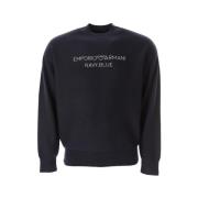 Navy Blauw Logo Sweatshirt Mannen Armani , Blue , Heren