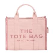 Jacquard Kleine Tote Tas met Logo Borduurwerk Marc Jacobs , Pink , Dam...