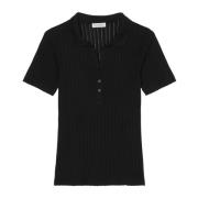 Pointelle polo shirt regular Marc O'Polo , Black , Dames