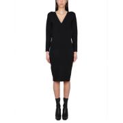 Elegant V-Neck Midi Day Dress Stella McCartney , Black , Dames