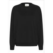 Geborduurde Logo Sweater Zwart My Essential Wardrobe , Black , Dames