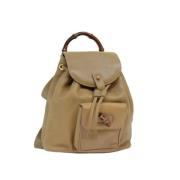 Pre-owned Leather backpacks Gucci Vintage , Beige , Dames