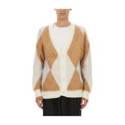 Luxe V-hals Mohair Cardigan Family First , Beige , Heren