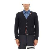 V-hals Wollen Vest voor Mannen Thom Browne , Blue , Heren