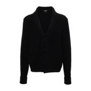 Navy Blue Cashmere Cardigan Sweater Tom Ford , Blue , Heren