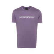 Lavendel Logo Print Ronde Hals T-shirt Armani , Purple , Heren