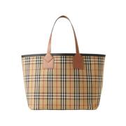 Londen Tote Tas met Leren Details Burberry , Brown , Dames