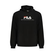 Zwarte Katoenen Hoodie Stijlvol Comfort Fila , Black , Heren