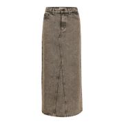 Klassieke Denim Lange Rok Grijs Bruin Gestuz , Gray , Dames