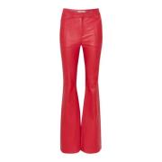 Rode Flare Leren Broek Gestuz , Red , Dames