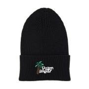 Italiaanse wollen blend beanie muts Palm Angels , Black , Heren