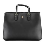 Zwarte Polyurethaan Handtas Tommy Hilfiger , Black , Dames