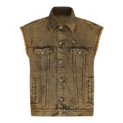 Denim Vest Jacket Gilet in Jeans Dolce & Gabbana , Brown , Heren