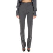 Elegant Slim-Fit Wool Trousers Sportmax , Gray , Dames