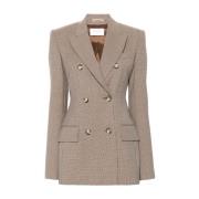 Bruine blazer met geruite patronen Sportmax , Brown , Dames