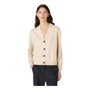 Elegante Merino Wol Ribgebreide Vest Massimo Alba , Beige , Dames