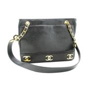 Pre-owned Leather shoulder-bags Chanel Vintage , Black , Dames