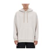 Klassieke Katoenen Hoodie voor Mannen Msgm , Beige , Heren