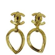 Pre-owned Metal earrings Chanel Vintage , Yellow , Dames