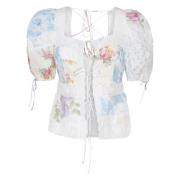 Roze Blouse met Kant en Pofmouwen For Love & Lemons , Multicolor , Dam...