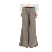 Wijde Wollen Geruite Broek Marni , Gray , Dames