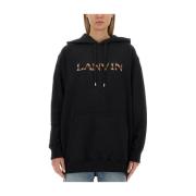 Logo Katoenen Sweatshirt Gemaakt in Italië Lanvin , Black , Dames