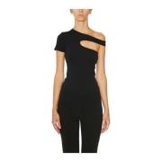 Mono Schouder T-Shirt Helmut Lang , Black , Dames