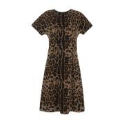 Leopard Print Midi Jurk Dolce & Gabbana , Beige , Dames