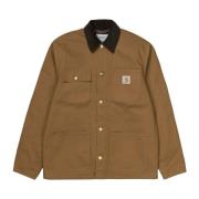 Canvas Tabak Jas Knoopstijl Carhartt Wip , Brown , Heren