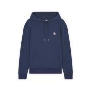 Katoenen Hoodie met Klein Contrastlogo Maison Kitsuné , Blue , Heren