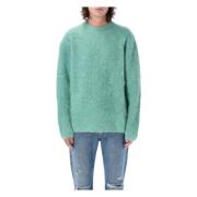 Turquoise Alpaca Chunky Crew Neck Sweater Séfr , Blue , Heren