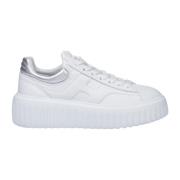 Witte Sneakers met Zilveren Details Hogan , White , Dames