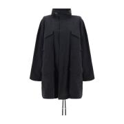 Zwarte Jassen met Opstaande Kraag Maison Margiela , Black , Dames