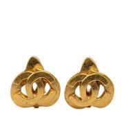 Pre-owned Metal earrings Chanel Vintage , Yellow , Dames