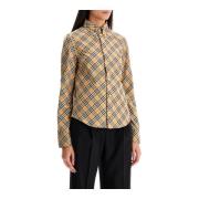 Slim Fit Geruite Twill Overhemd Burberry , Beige , Dames