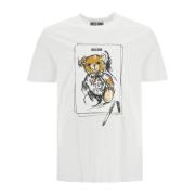 Teddy Bear Print Crew Neck T-shirt Moschino , White , Heren