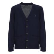 Blauwe Merinowollen V-Hals Cardigan voor Heren Ralph Lauren , Blue , H...