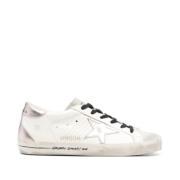 Italiaanse leren sneakers met sterdetail Golden Goose , White , Dames