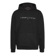 Zwarte Sweater Linear Logo Tommy Hilfiger , Black , Heren