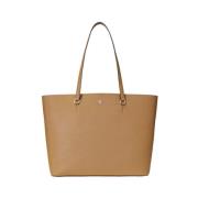 Stijlvolle Leren Tas Ralph Lauren , Beige , Dames