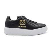 Hart Sneakers in wit leer Love Moschino , Black , Dames