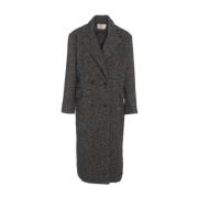 Bouclé Herringbone Coat Kaos , Black , Dames