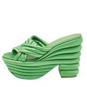 Pre-owned Satin sandals Salvatore Ferragamo Pre-owned , Green , Dames