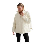 Almond White Oversized Quilted Jacket Aim'n , White , Dames