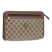 Pre-owned Leather clutches Gucci Vintage , Beige , Dames