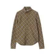 Geruite Khaki Overhemd Burberry , Green , Dames