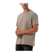 Taupe Loose Fit Crewneck T-shirt Pure Path , Beige , Heren