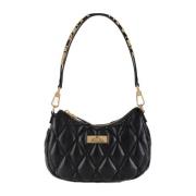 Zwarte Hobo Tas met Reliëf Werk Elisabetta Franchi , Black , Dames