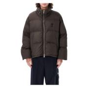 Chocolade Gebreide Logo Puffer Jas Ami Paris , Brown , Heren