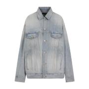 Blauwe Denimjas met Logoprint Balenciaga , Blue , Dames